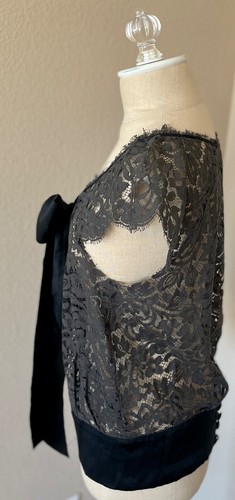 EROTOKRITOS Top Transparente Lazo Satinado Coño-Lazo-Cuello Floral Encaje S Gris Negro - Imagen 4 de 9