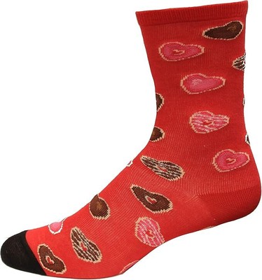 Hot Sox Kid's Heart Donuts Crew Sock 1 Pair, Red Oak, Medium/Large