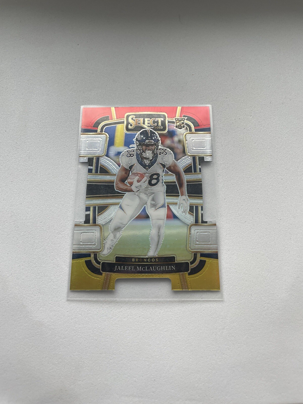 2023 Panini Select Concourse Red & Yellow Prizm DieCut Jaleel McLaughlin (RC)