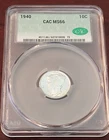 1940  Mercury Dime CAC MS66 - Vintage White Luster