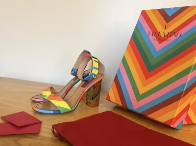 Valentino Heels Sandals Rainbow Multi Plexi Block Heel Shoes UK EU 36  BNIB UK