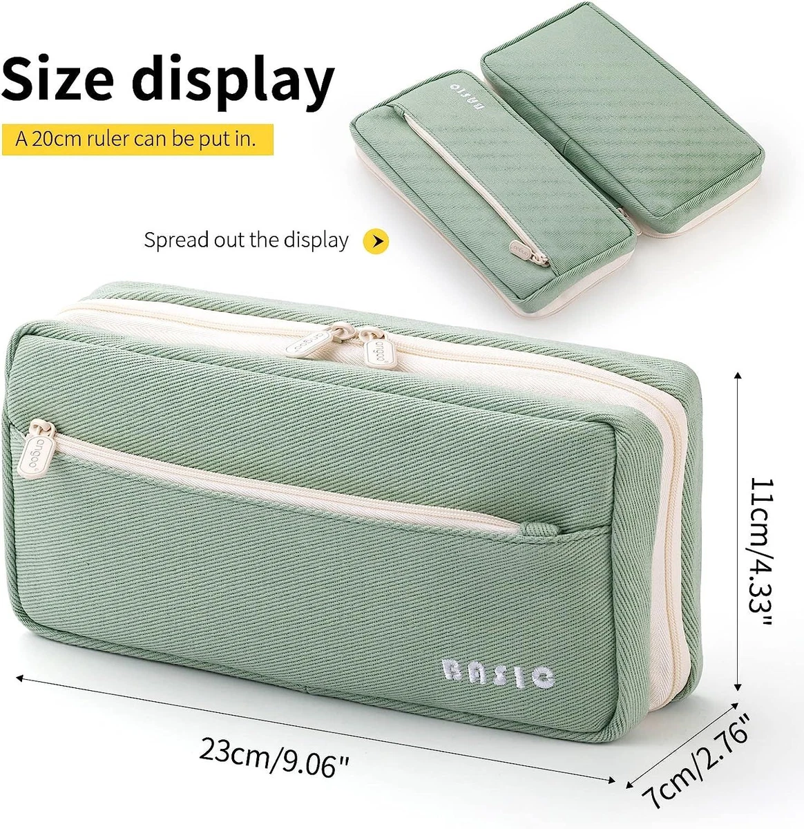 EASTHILL Big Capacity Pencil Case Pouch School Supplies for Green