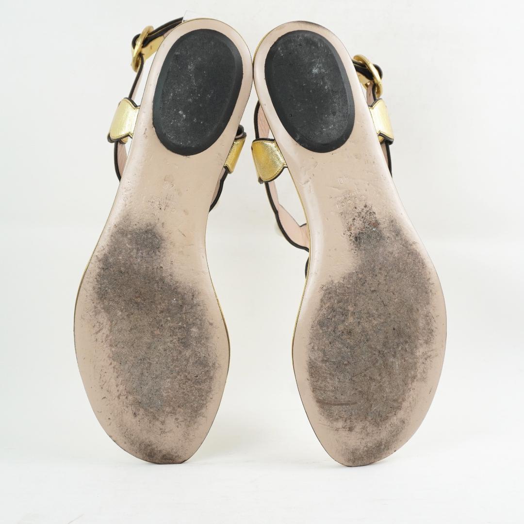 Gucci Women's T-Strap Flat Thongs Sandals in Gold size 40 image 4