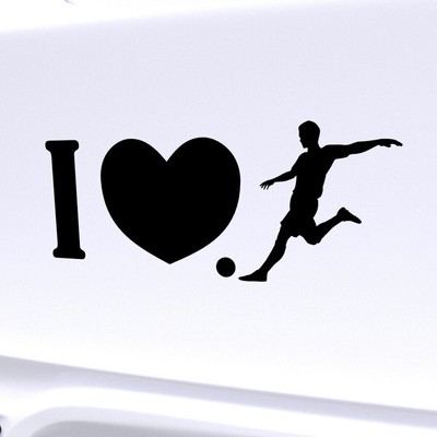 I Love Fußball Aufkleber Dekor Fahrzeug Sticker Schwarz 20x8 cm N23103I