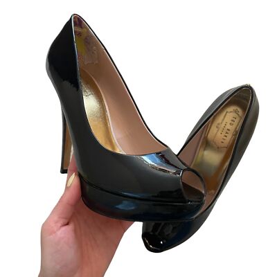 Ted Baker London Leather Peep Toe Pumps Black