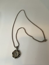 Edwardian Silver Mounted Fob Compass On Silver 925 Chain