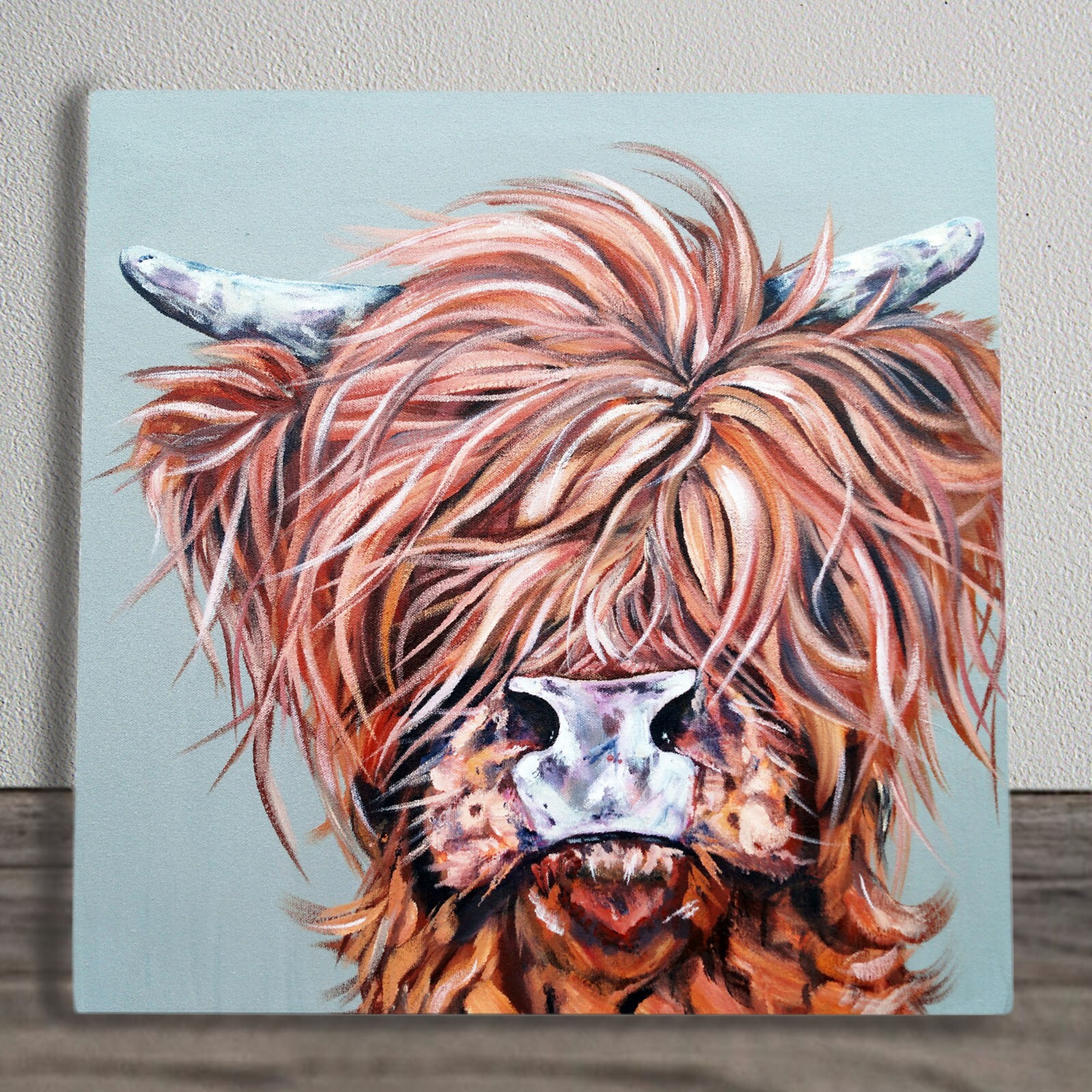 Highland Cow Ceramic Tile Picture Plaque Sign Brucie Mcbreezy Sam Fenner 20x20cm