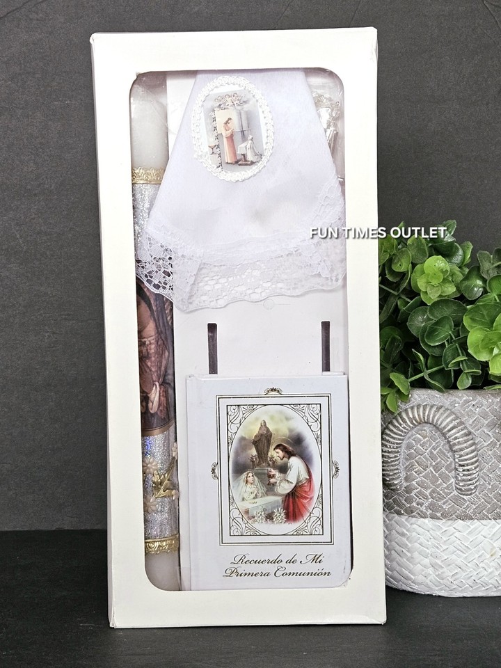 Elegant 3 Piece First Communion Candle Set In English/vela Para Primera - Foto 10