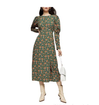 topshop puff sleeve midi dress TOPSHOP Puff Sleeve Midi Dress