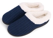Arctic Paw Winter Plush Fleece Lined House Slippers Navy Blue Size M/L 9-10