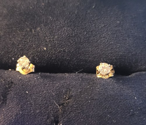 .20-.25 ctw ECHTER DIAMANT 14KT MASSIV GELBGOLD WINZIGE OHRSTECKER - Bild 2 von 6