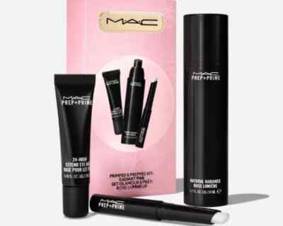 Mac Primped & Prepped Kit Prep + Prime Radiant Pink 3pc set EYE BASE