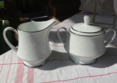 Noritake Ranier 6909 Covered Sugar Bowl and Creamer