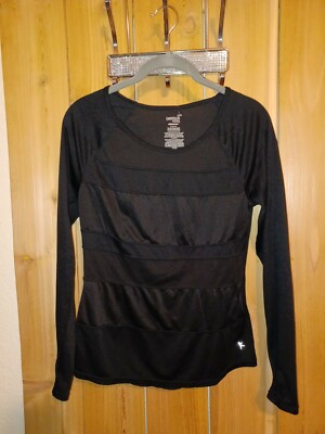 Danskin Now Dri More Womens Black Long Sleeve Top Size 4/6 new