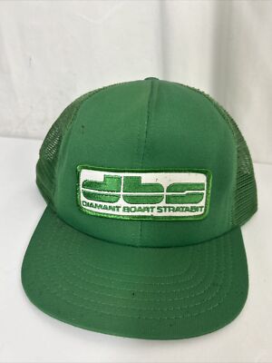 Vintage Trucker Hat Mesh Snap Back Green Patch DBS Adjustable 