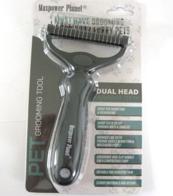 Maxpower Planet Pet Grooming Tool Double Sided Dematting Deshedding Black