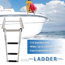 Stainless Steel 3 Step Telescoping Folding Boat Boarding Ladder with Press-Type