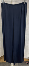 Women  s Armani Collezioni Blue Silk Wide Leg Pants Size 6