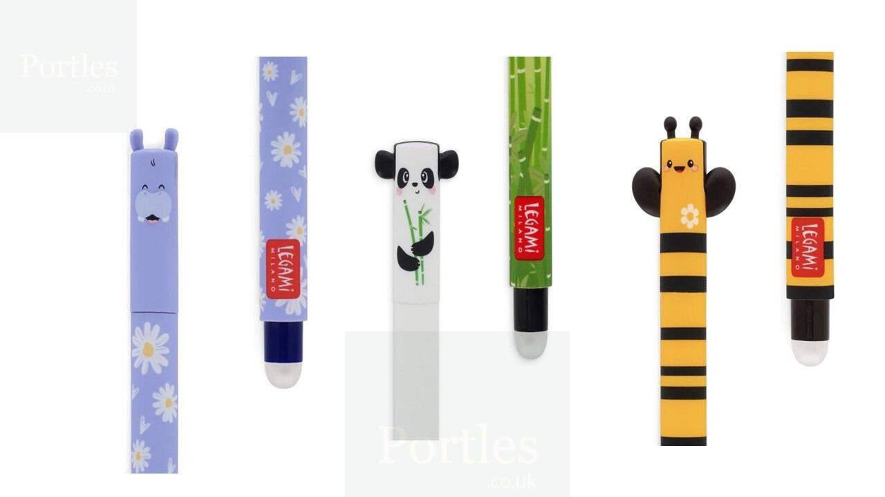Legami erasable pen trio set - Hippo, Bee and Panda
