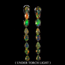 925 Sterling Silber Ohrringe Oval Feuer Opal 7x5mm Edelstein Schmuck