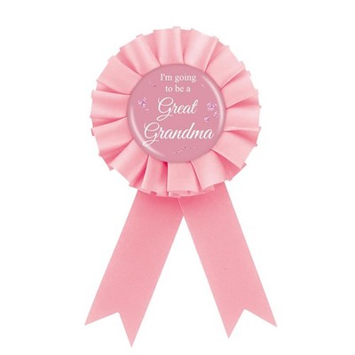 Great Grandma To Be Tinplate Badge Pin Pink Rosette Button Gender Reveal