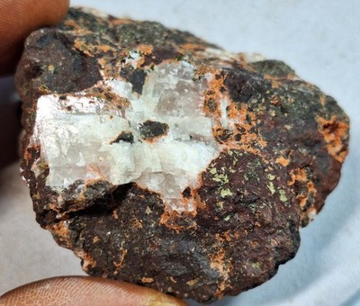 Calcite On Pretty Multi Colored Amygdaloidal Basalt From Copper Mine Michigan