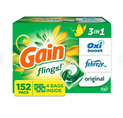 Gain Flings! 3 in 1 Laundry Detergent Pacs, Original Scents, 152 ct. FREE SHIP!!