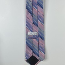 Joseph Feiss 100 Silk Tie Pink Blue Striped Classic Business Neck Tie 58