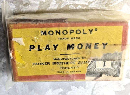 Vintage Monopoly Game Play Money Parker Bros Canada Stack of Replacement Bills