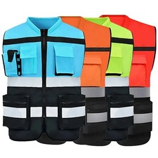 Workwear Vest With Logo Printing Night Construction Work Waistcoats Two Tone Ves