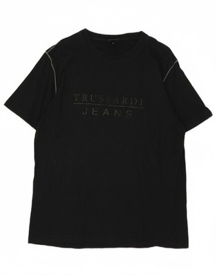 TRUSSARDI JEANS Mens Graphic T-Shirt Top XL Black BP31