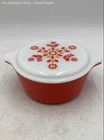 Vintage Pyrex Friendship Birds Multicolor Floral Casserole Dish With Lid