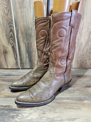 The Sanders Men's Brown Bullhide Leather Cowboy Western Boots Size 11 Handmade