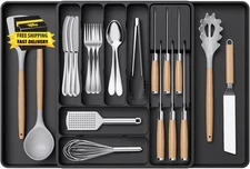 Silverware Organizer for Kitchen Drawers, Expandable Utensil Tray with Removable