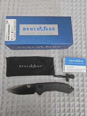Benchmade 743BK-01 Mini Narrows Folding Knife, Black Titanium Handle, Drop-Point