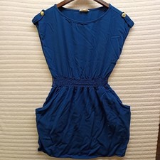 Chocolate USA Womens Sleeveless Mini Dress Size S Blue W Pockets Vintage Rare