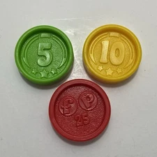 Vintage Fisher Price Cash Register Coins Lot Of 3 Red Green Yellow