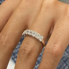 1 Ct Emerald Cut White Moissanite Women's Wedding Ring 14K White Gold Plated