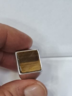 Herrenring massiv natürliches Tigerauge aus 925er Silber - Schutzstein
