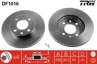 2X Bremsscheibe TRW DF1016 FüR Clio Thalia Megane Kubistar Renault Nissan Kangoo
