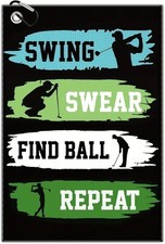 New Swing Swear Repeat Polyester and Cotton Blend Printed Golf Towel Funny Golf