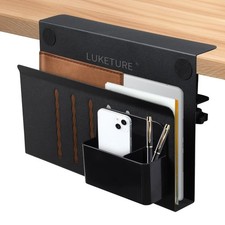 Desk Side Storage, No Drill Laptop Mount with Pen Holder, Clamp-On