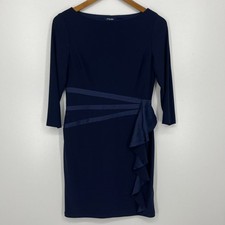 Chaps Dress Women's Size M Blue Long Sleeve Knee Length Solid