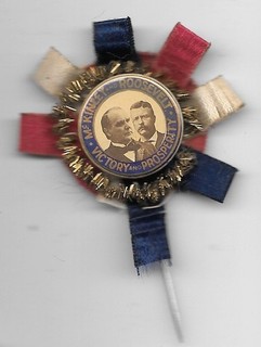 Prendedor de campaña política McKinley y Roosevelt Victoria y Prosperidad Jugate costilla