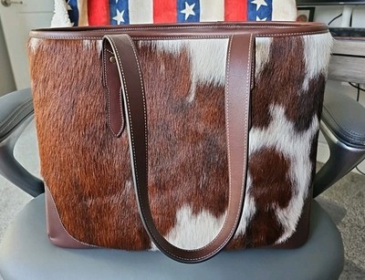 Tecovas Women's Sierra Cow Hair-on Tote Bag, Brown, Excellent