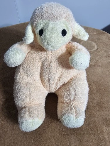 Ty Lamybaby 1999 Vintage Pastel Peach Baby Lamb Stuffed Sheep Plush Rattle