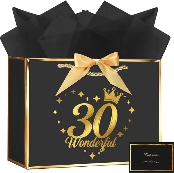 GeschenktüTe Geburtstag 30 28X20X10Cm Groß PapiertüTen Mit Henkel FüR Frauen-image