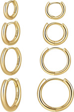 14K Gold Filled 4 Pairs Hoop Earrings for Women Hoop Earring Sets Earrings Light