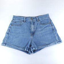 American Eagle Mom Jean Shorts Womens 4 28 x 3 Blue Med Wash High Rise Cuffed