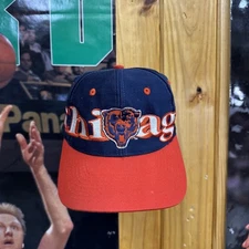 Vintage Chicago Bears Hat Cap Snap Back Navy Orange NFL Football Logo 7 Mens 90s